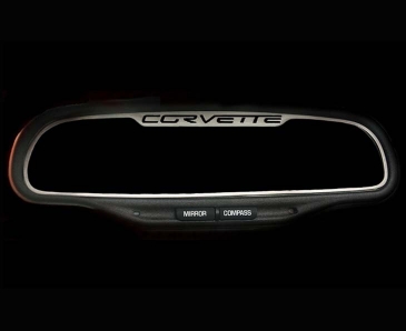 2005-2013 C6 Corvette - CORVETTE Style Rear View Mirror Trim Auto-Dim | Brushed Stainless