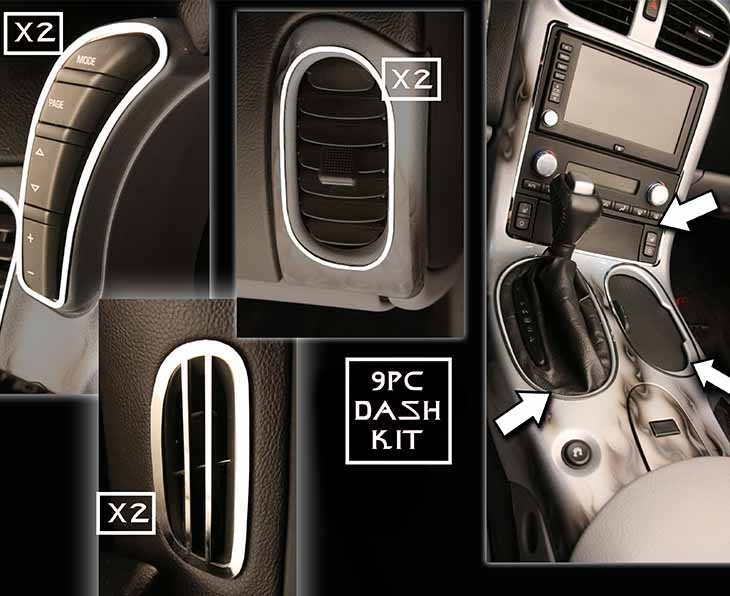 thumbnail image 2 of CSKT2022 ABS Carbon Fiber Look Dash Trim Cover Kit For 05-13 Corvette C6 Center Console 2 of 6
