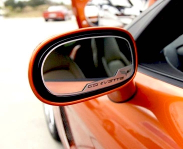 2005-2013 C6 Corvette - Side View Mirror Trim Crossed Flags Style 2Pc [Standard] | Brushed Stainless