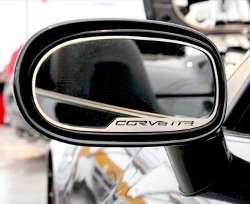 2005-2013 C6 Corvette - CORVETTE Style Side View Mirror Trim 2Pc [Standard] | Brushed Stainless