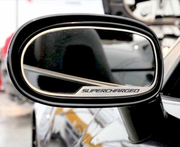 2005-2013 C6 Corvette - Side View Mirror Trim SUPERCHARGED Style [Standard] | Brushed Stainless