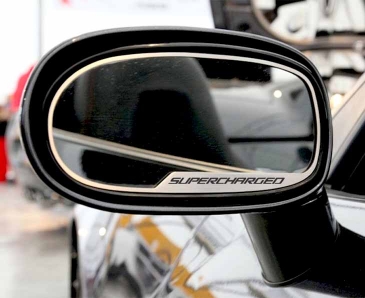 2005-2013 C6 Corvette - Side View Mirror Trim SUPERCHARGED Style 2Pc [Auto-Dim] | Brushed Stainless