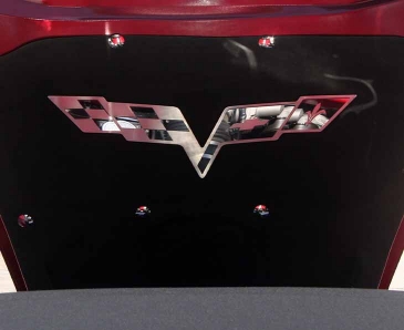 2005-2013 C6 Corvette - Hood Badge C6 Crossed Flags for Factory Hood Pad| Stainless Steel