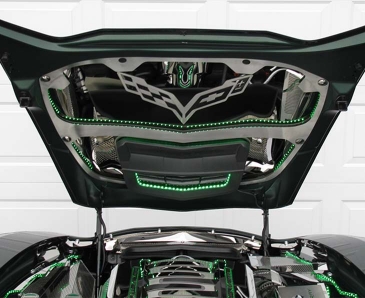 2014-2019 Corvette Z06/Grand Sport - Illuminated Hood Trim w/Center Brace For All Hood Panels | Choose Finish/LED Color