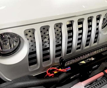 2018-2020 Jeep Wrangler JL - Front Grille American Flag | Brushed Stainless Choose Line Color