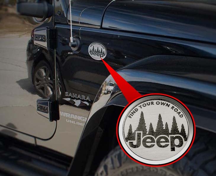 2007-2018 Jeep Wrangler JK - Find Your Own Road Badges 2Pc | Stainless Steel