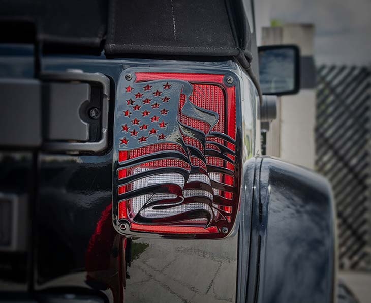 American US Flag Tail Light Cover Rear Protector cciyu Rear Tail Light Covers Guards Protectors Fit for 2007-2018 Jeep Wrangler JK 
