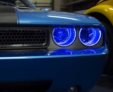 2008-2014 Challenger - LED HALO Headlight Surrounds 2Pc | Stainless Steel Choose LED Color