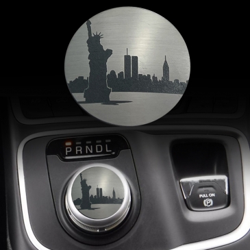 Dodge/RAM/Chrysler - Twin Towers NYC Skyline Dial Knob Gear Shift Trim | Brushed Stainless Steel