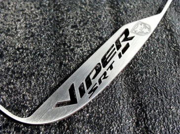2005-2007 Dodge Viper - Side View Mirror Trim Viper SRT10 & Viper Head Logo 2Pc | Brushed Stainless