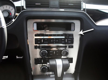 2010-2014 Mustang - Center Dash Trim Plate | Brushed Stainless Steel w/Polished Rings