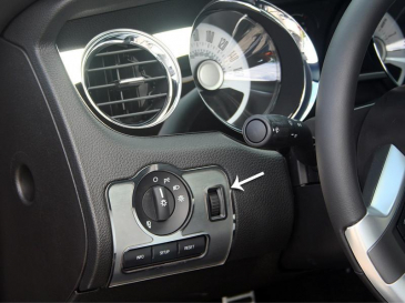 2010-2014 Mustang - Dashboard Headlight Switch Trim Plate | Brushed Stainless Steel w/Polished Rings