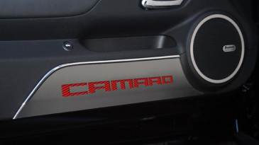 2010-2015 Camaro - Door Panel Kick Plates CAMARO 2Pc | Brushed Stainless Choose Inlay Color