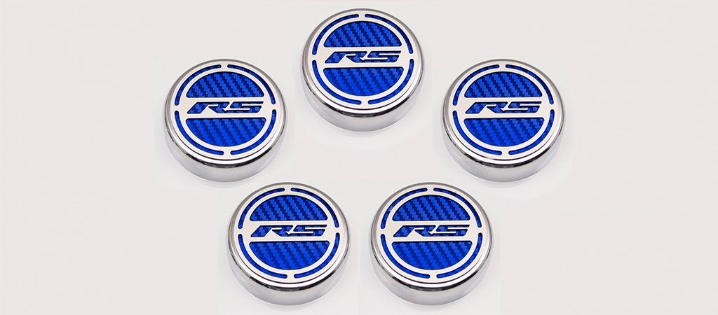 2010-2015 Camaro RS - Engine Fluid Cap Cover Set RS Series Automatic 5Pc | Choose Inlay Color