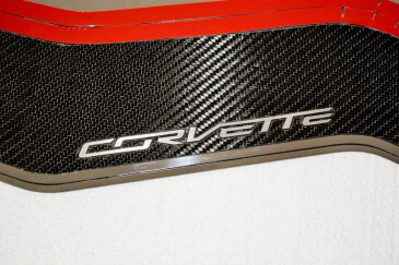 2014-2019 C7 Corvette Stingray - CORVETTE Lettering Lip Spoiler | Stainless w/Real Carbon/Fiberglass Overlay