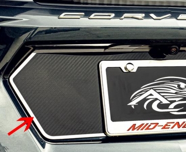 2020-2022 C8 Corvette - Carbon Fiber Tag Back Trim Plate | Stainless Steel Trim, Choose Finish