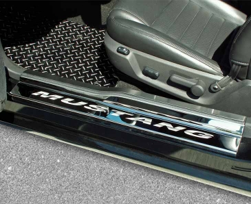 2005-2009 Mustang V6/GT - Door Sills ETCHED MUSTANG 4Pc | Stainless Steel