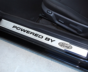 2010-2014 Mustang - Outer Door Sills "Powered By Ford" Style 2Pc | Polished/Brushed Stainless Steel Choose Color