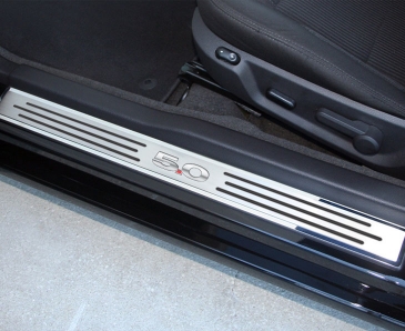 2010-2014 Mustang GT - Outer Door Sills 5.0 w/Slotted Carbon Fiber 2Pc | Polished/Brushed Stainless Steel