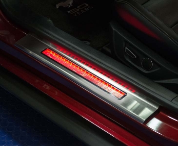 2015-2020 Mustang - Illuminated Door Sills w/Pony Emblem & MUSTANG Lettering 2Pc | Stainless Steel Choose LED Color