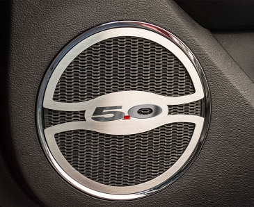 2015-2020 Mustang GT - "5.0" Lower Door Speaker Trim 2Pc | Brushed Stainless Steel