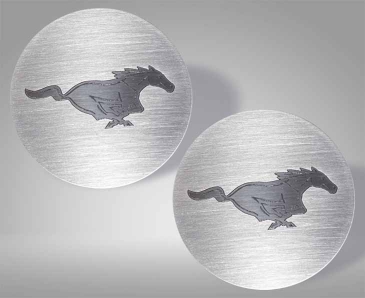 2015-2020 Mustang - Pony Cup Holder Accent Plates 2Pc | Brushed Stainless Steel