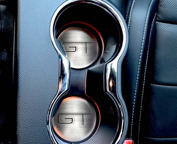 2015-2020 Mustang GT - GT Cup Holder Accent Plates 2Pc | Brushed Stainless Steel