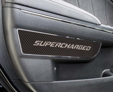 2011-2018 Dodge Charger -SUPERCHARGED Carbon Fiber Front Door Badges | Carbon Fiber & Stainless Steel