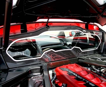 2020-2022 C8 Corvette Coupe Rear Window Carbon Fiber Frame w/Stainless Steel Trim | Choose Finish