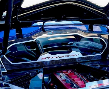 2020-2022 C8 Corvette Coupe Rear Window Frame Carbon Fiber w/Brushed Trim Stingray Style