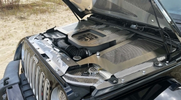 Jeep Wrangler JK Radiator Cover with Brushed Mountain Range with Perforation by American Car Craft
