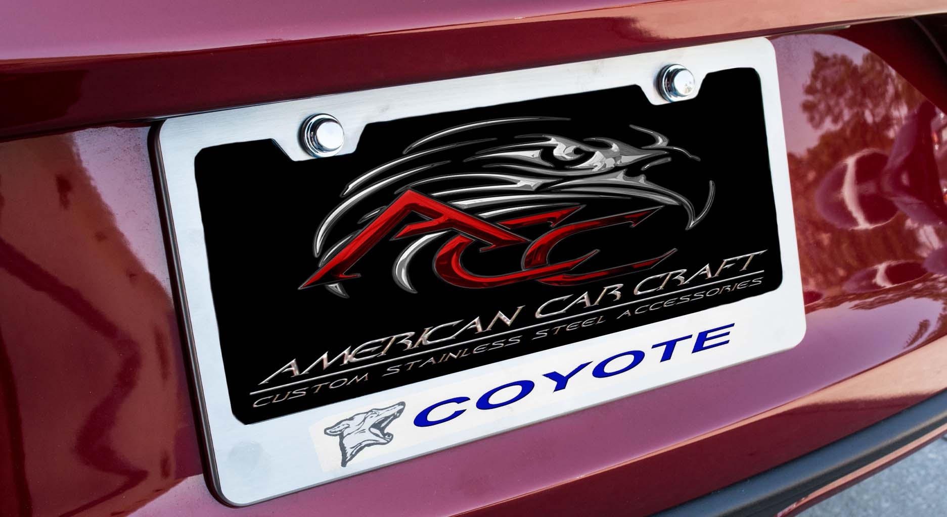 GT/CS Mustang Carbon Fiber License Plate Frame - California Special Red Lettering