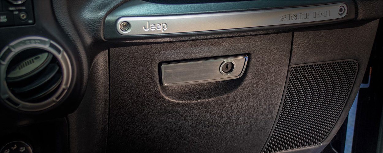 2007-2018 Jeep Wrangler JK/JKU - Glove Box Handle Trim | Brushed Stainless  Steel