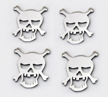 Pirate Skull Emblems 4Pc | Stainless Steel Choose Finish