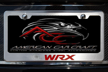 Subaru WRX - License Plate Frame "WRX" Lettering & Laser Etched Turbo | Choose Inlay Color